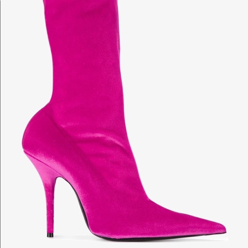 Balenciaga Knife Boots - Pink Velvet sz 38 - Picture 2 of 9